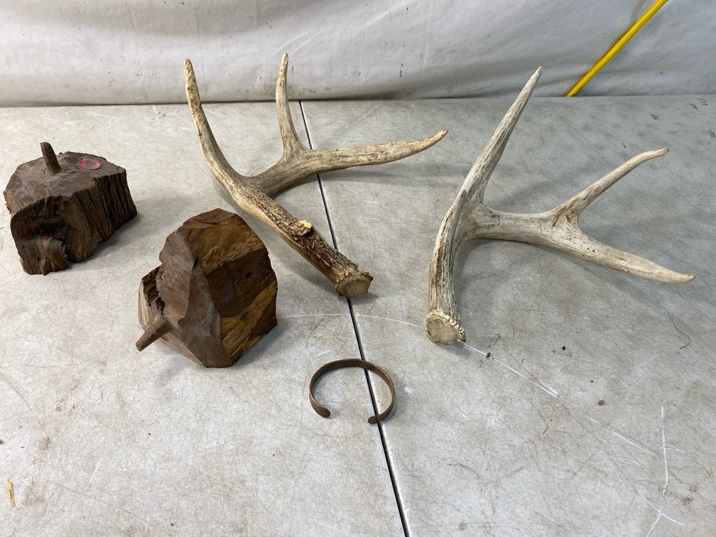 Deer Antler, Wood Blocks, and Copper Cuff Bracelet