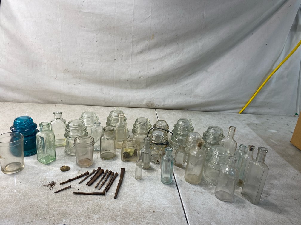 Glass Insulators, Bottles, and Square Cut Nails