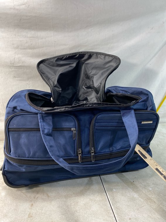 Navy Blue Wheeled Duffel Bag