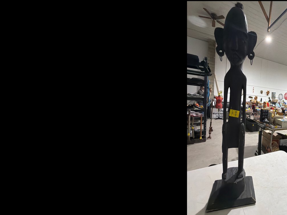 Carved Dark Wood Elongated Figure Sculpture