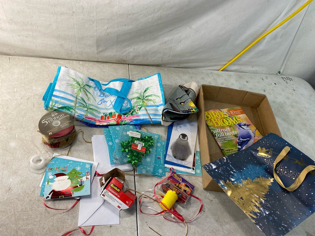 Holiday Gift Wrap, Greeting Card, and Toy Car