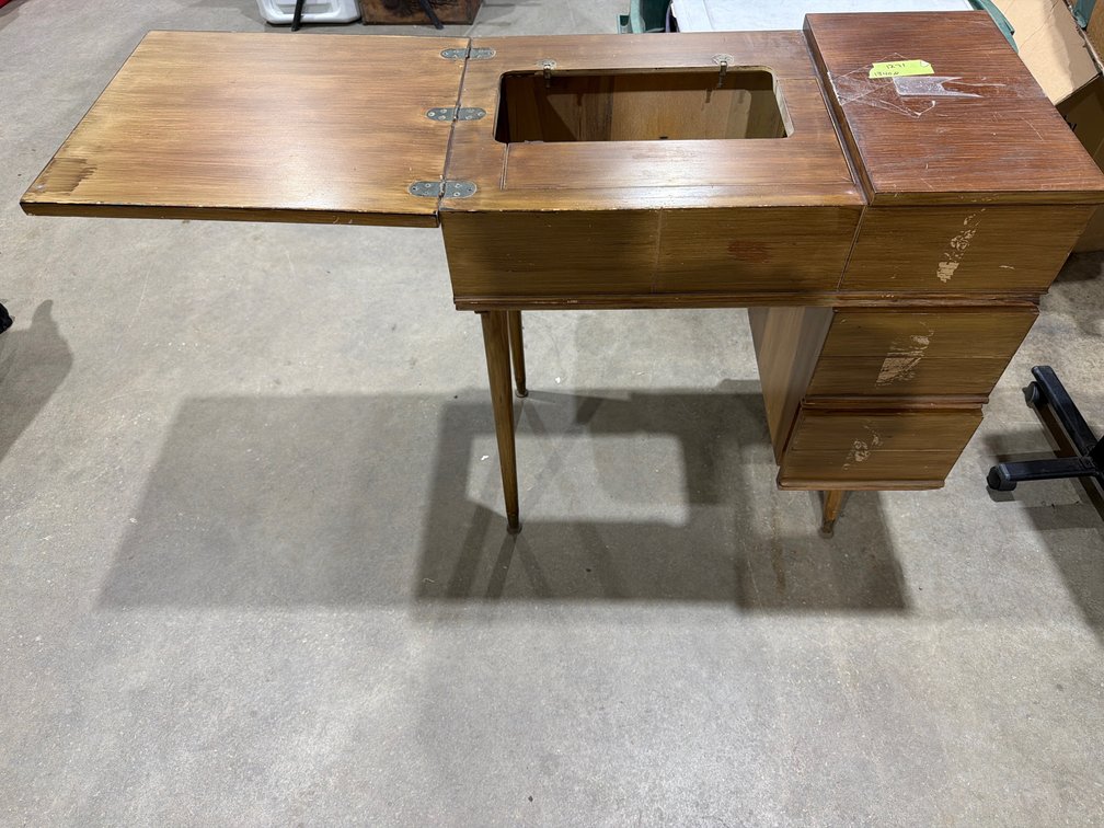 Mid-Century Style Wood Sewing Machine Cabinet Desk