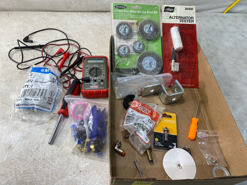 Digital Multimeter, Alternator Tester, and Hardware