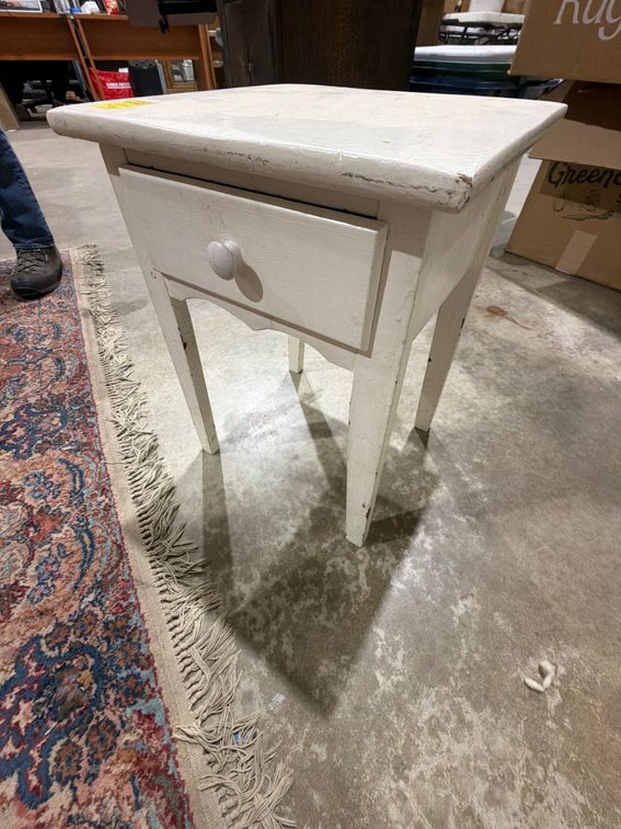 White Painted Wooden Single-Drawer Side Table