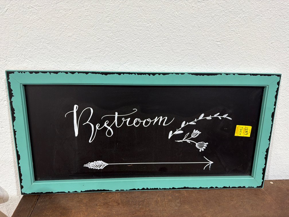 Framed Chalkboard Restroom Directional Sign