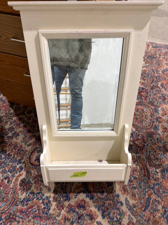 Painted Wall Mirror with Lower Shelf
