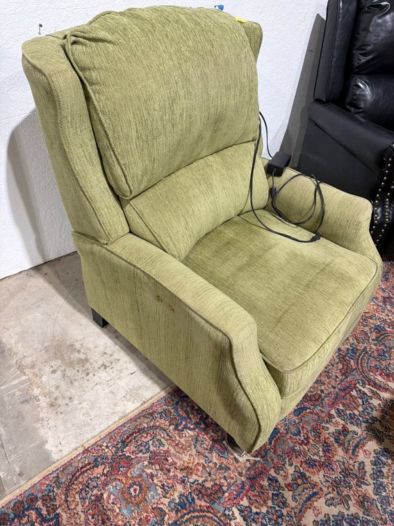Light Green Fabric Power Recliner Armchair