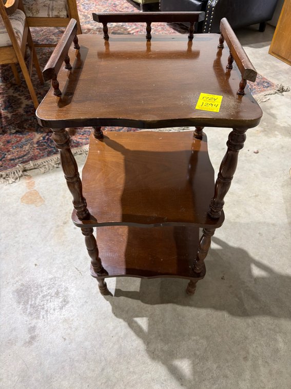 Three-Tier Wood Stand with Gallery Rail