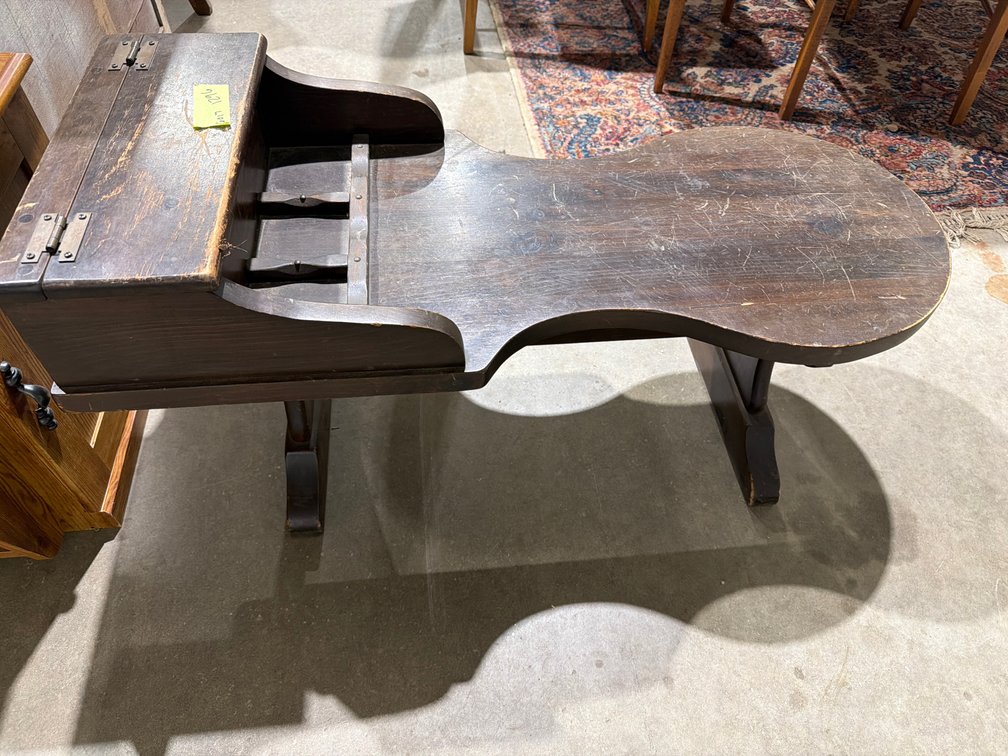 Dark-Stained Wood Cobbler's Bench Table
