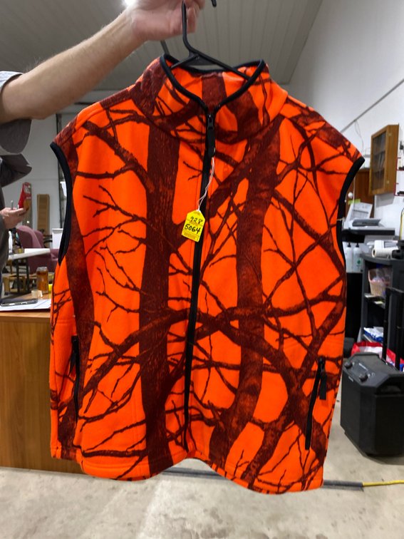 WFS Element Gear Blaze Orange Camo Fleece Vest, Size L