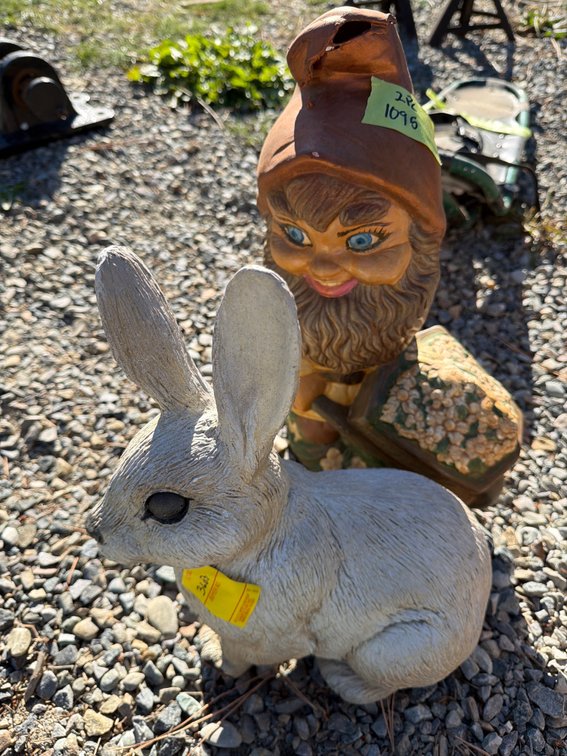 Garden Gnome and Rabbit Statue