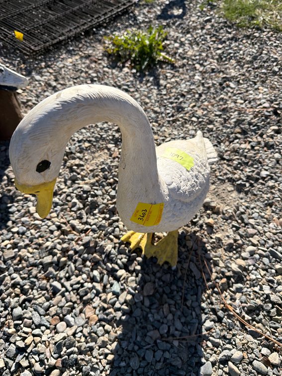 White Cast Goose Garden Statue