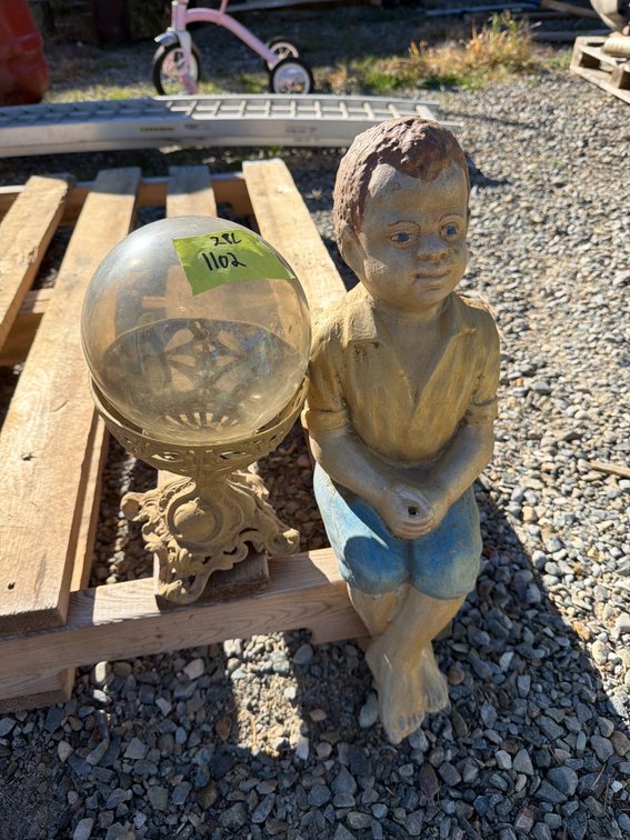 Garden Statue and Stand with Glass Globe