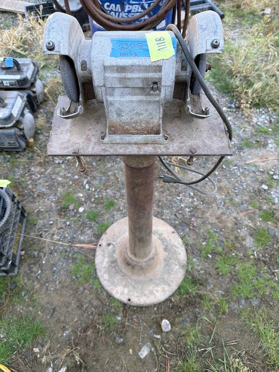Electric Bench Grinder on Pedestal Stand