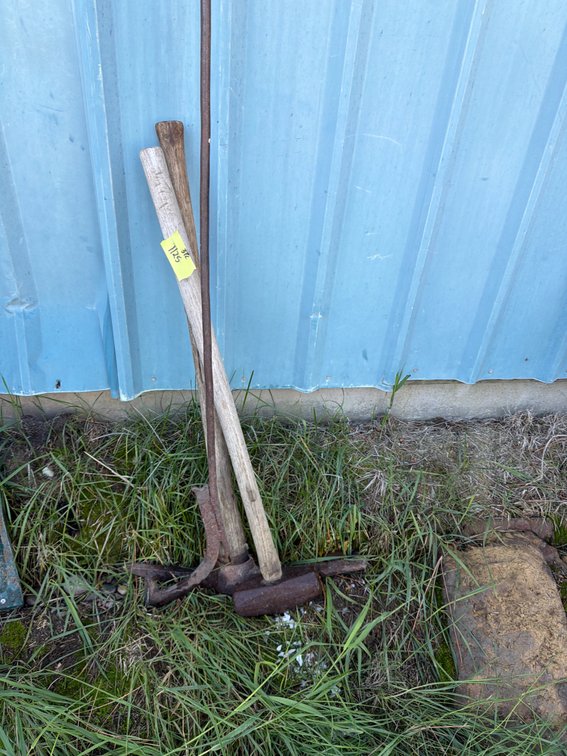 Forged Iron Hammer, Pick Tool, and Iron Rod