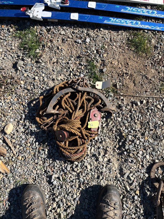 Rope Block and Tackle Hoist with Log Skidding Tong