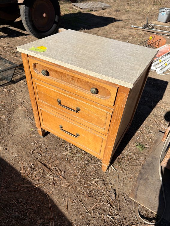 Three-Drawer Nightstand with Faux Stone Top