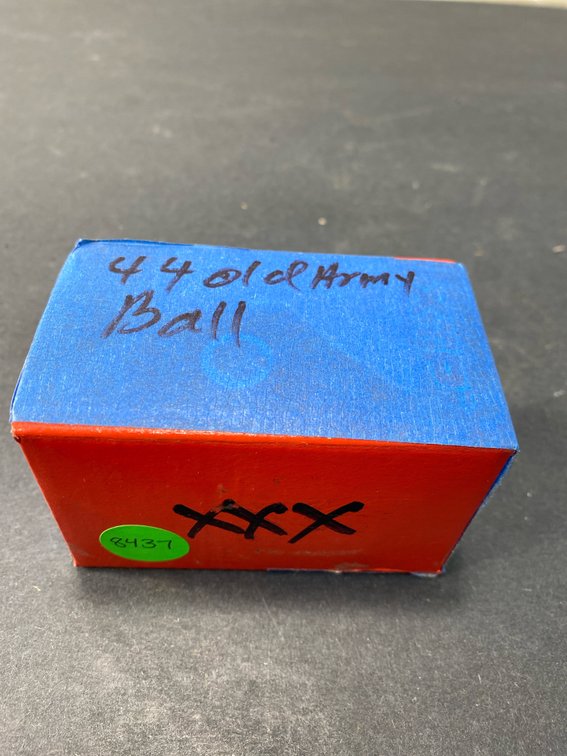 Red Cardboard Box of 44 Old Army Balls
