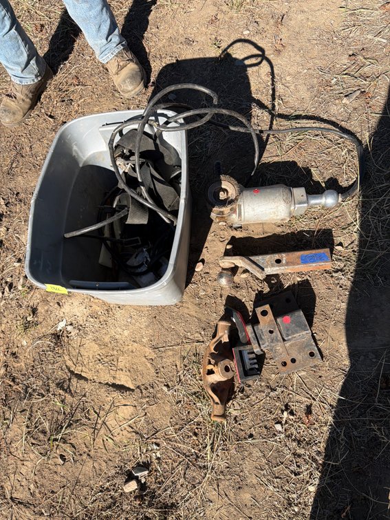 Trailer Hitch Mount, Electric Sander, and Hardware