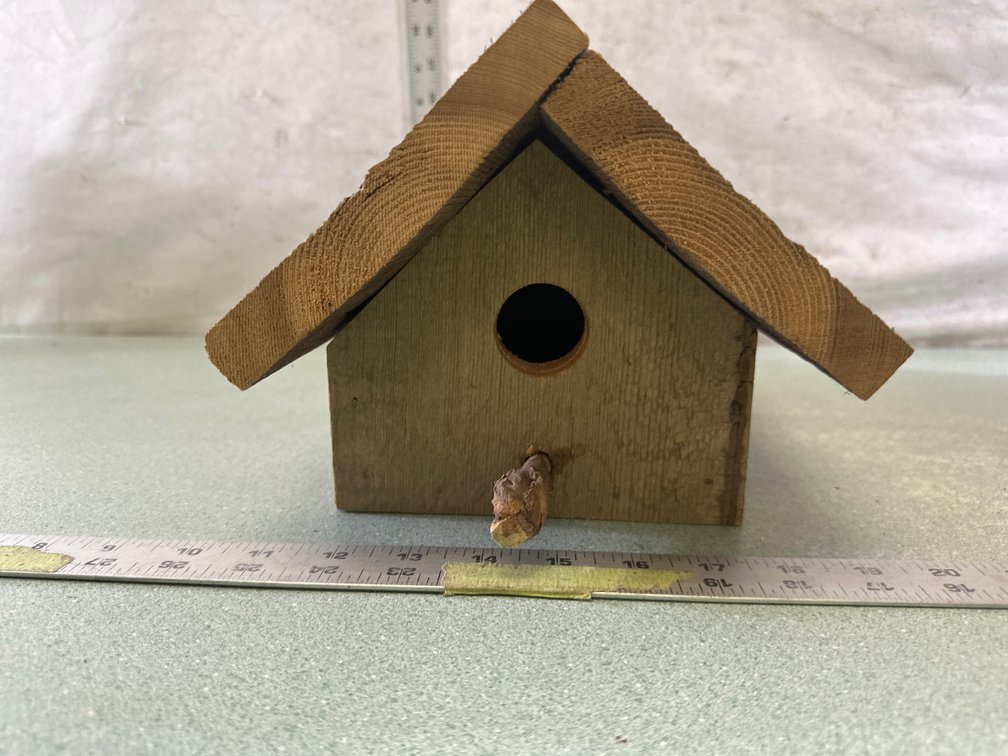 Handmade Wood Birdhouse with Twig Perch