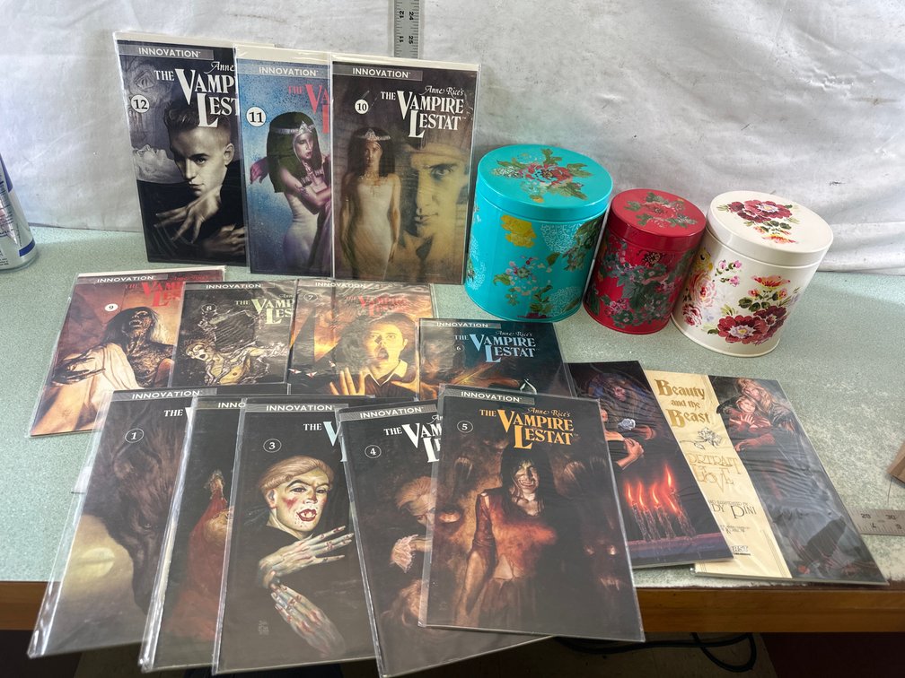Comic Books, Graphic Novels, and Floral Tins