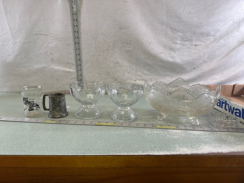 Glass Tableware and Miniature Metal Mug