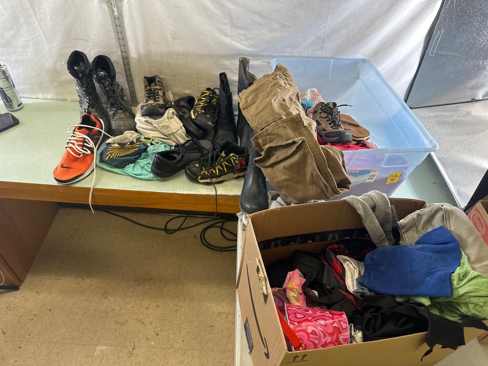 Footwear, Clothing, and Storage Container