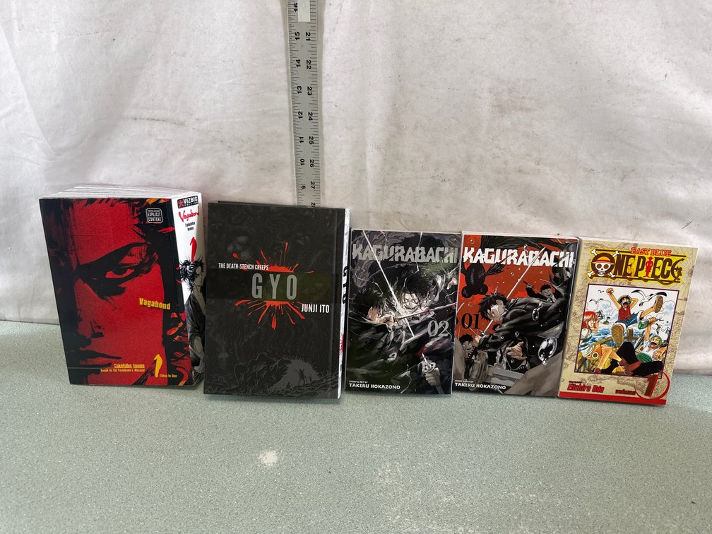Vagabond, Gyo, Kagurabachi, and One Piece Manga Graphic Novels