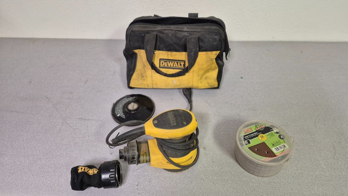 Orbital Sander, Tool Bag, and Sanding Discs