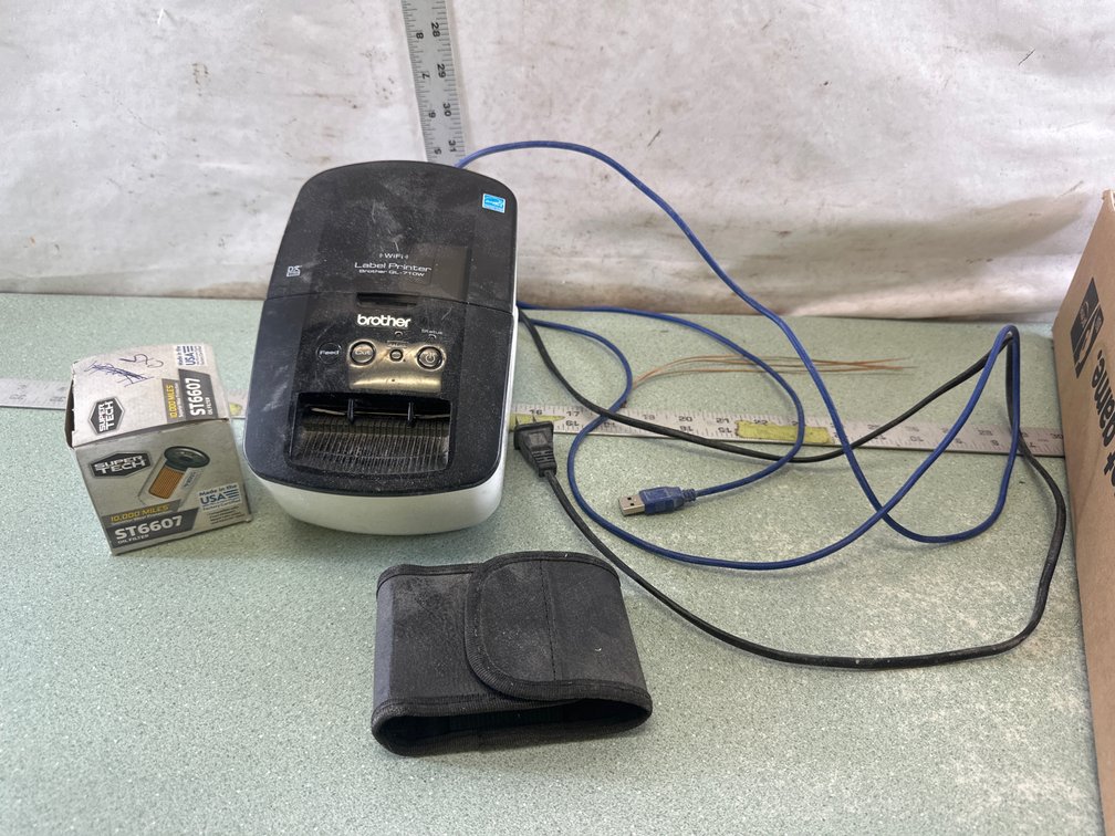 Brother QL-710W Label Printer, Oil Filter, and Pouch