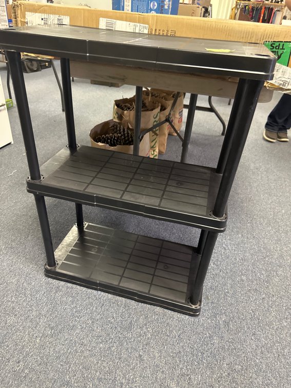 Black Plastic 3-Tier Utility Shelving Unit