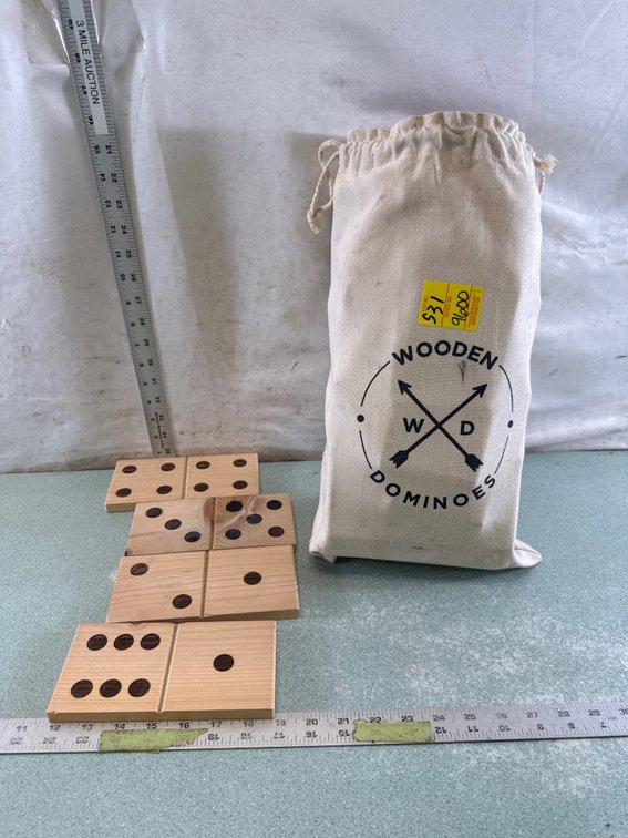 Oversized Wooden Domino Set with Canvas Bag