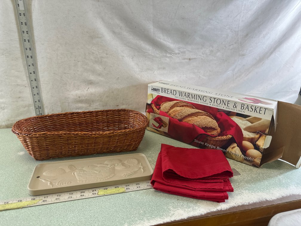 Bialetti Bread Warming Stone and Basket Set