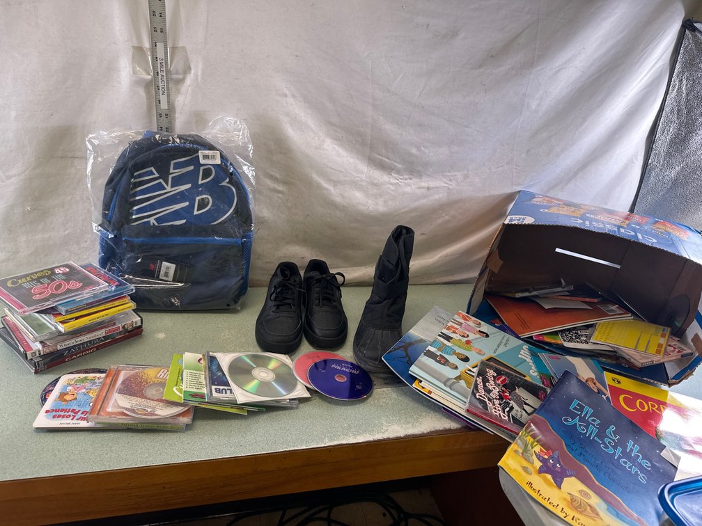 Backpack, Footwear, Media, and Books