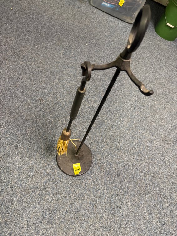 Wrought Iron Fireplace Tool Stand with Hearth Brush