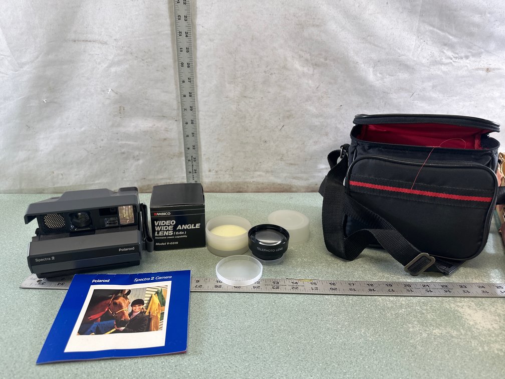 Instant Camera with Auxiliary Lens and Carrying Bag