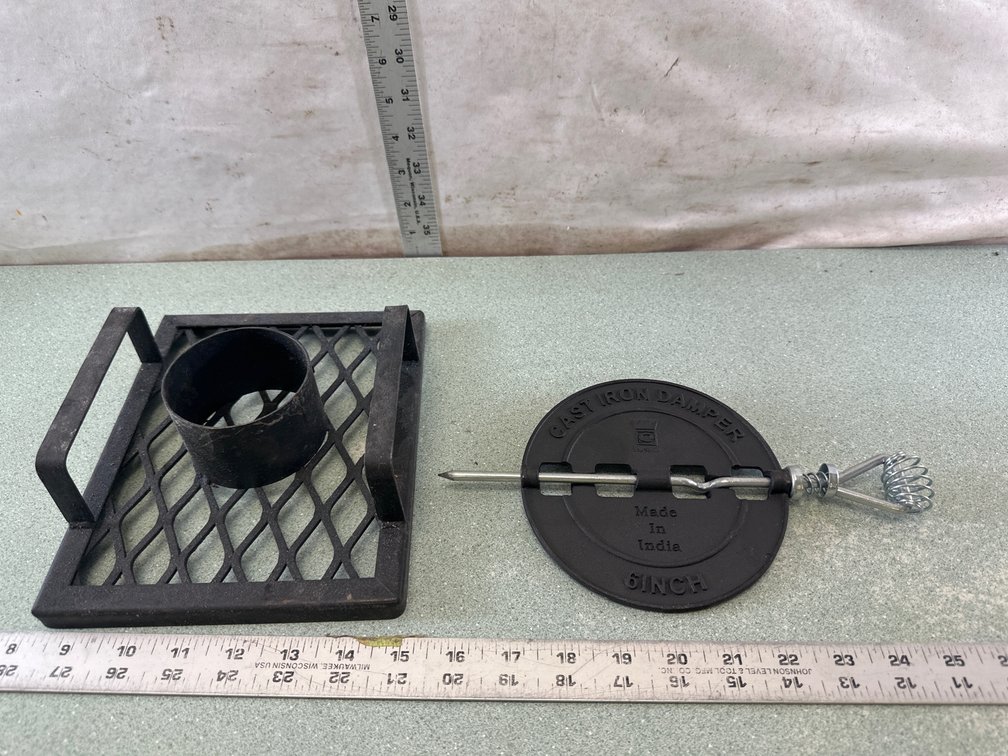 Cast Iron Stove Damper and Metal Poultry Roaster Grate