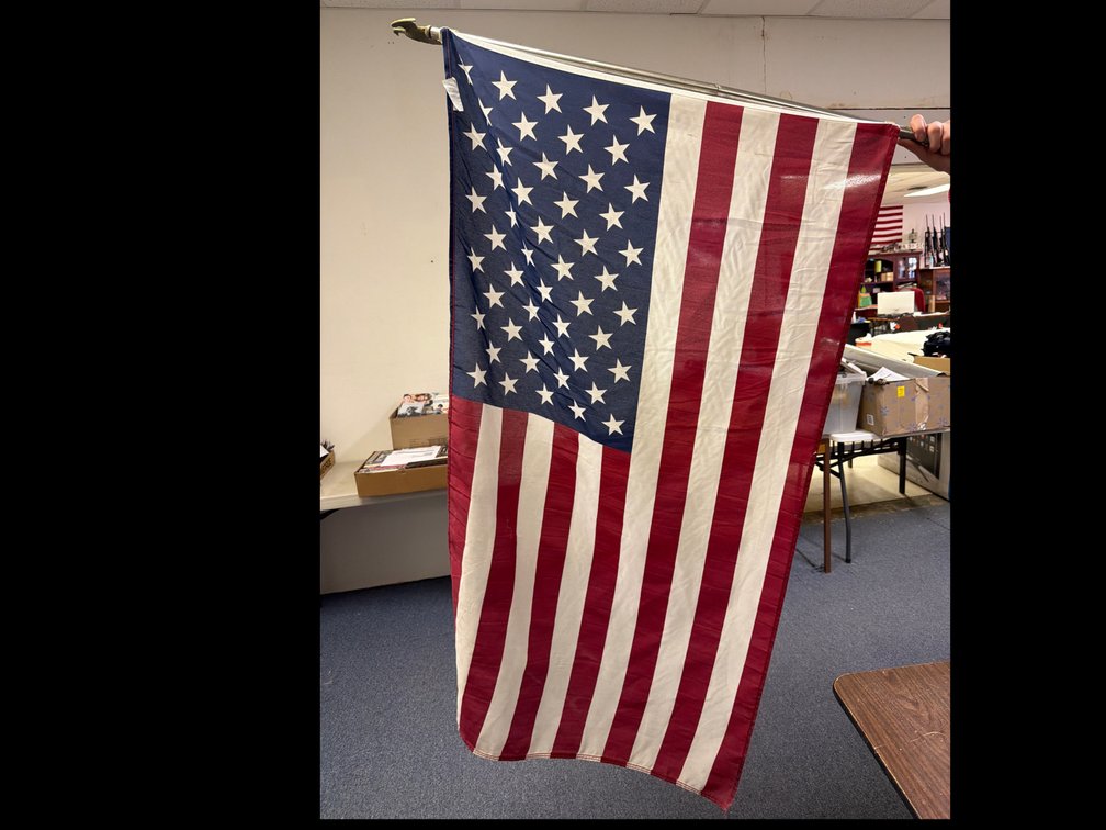 American Flag on Pole with Eagle Finial