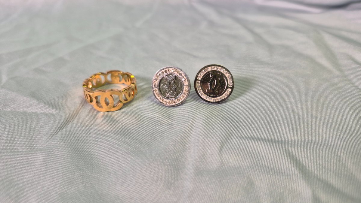Gold-Tone Band Ring and Stud Earrings