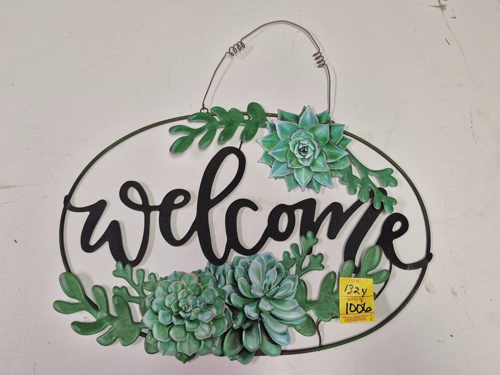 Metal Succulent Welcome Hanging Sign