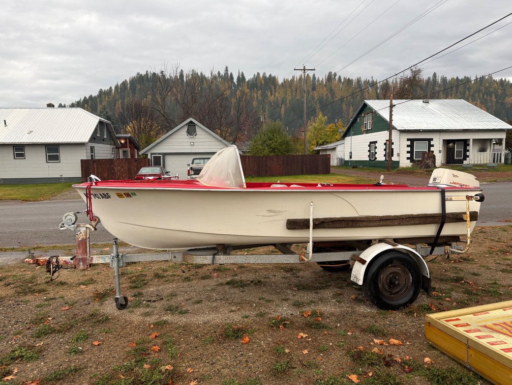 Sea-King Runabout Boat with Johnson Outboard Motor and Trailer