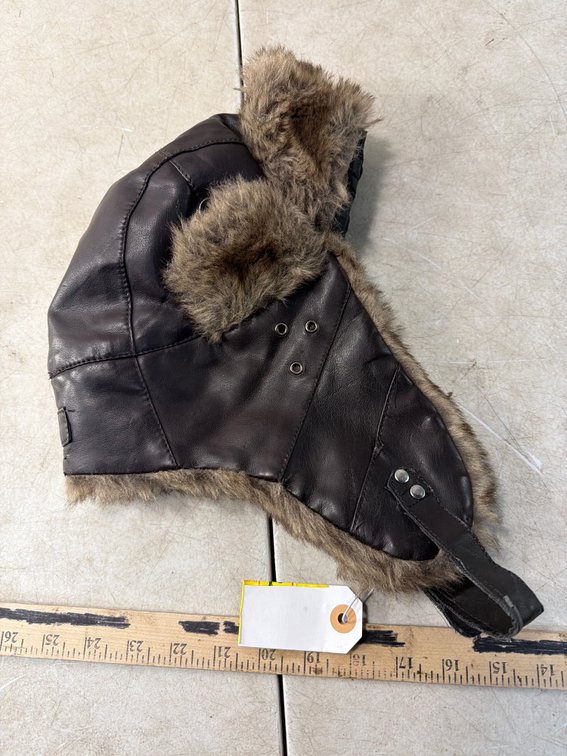 Dark Brown Leather Aviator Trapper Hat