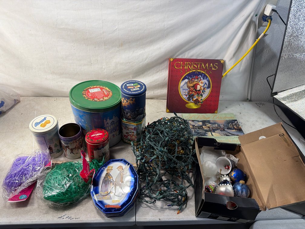 Holiday Tin, Ornament, String Light, and More
