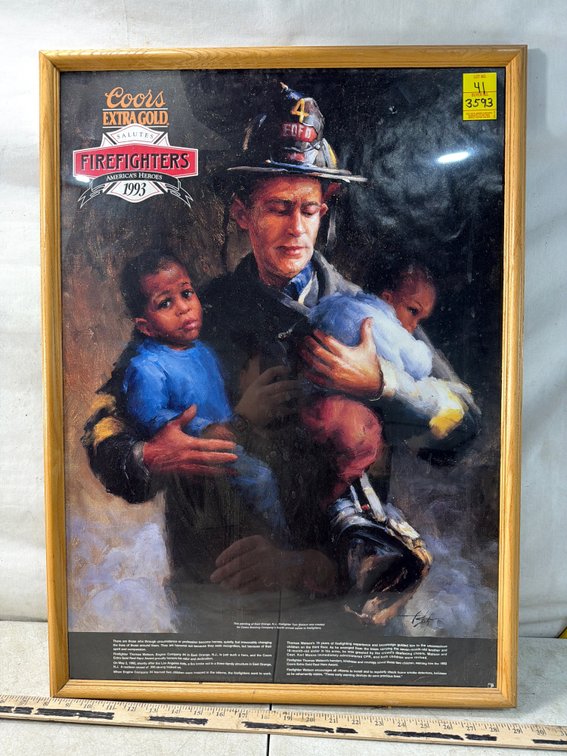 Coors Extra Gold 1993 Firefighter Salute Framed Art Print
