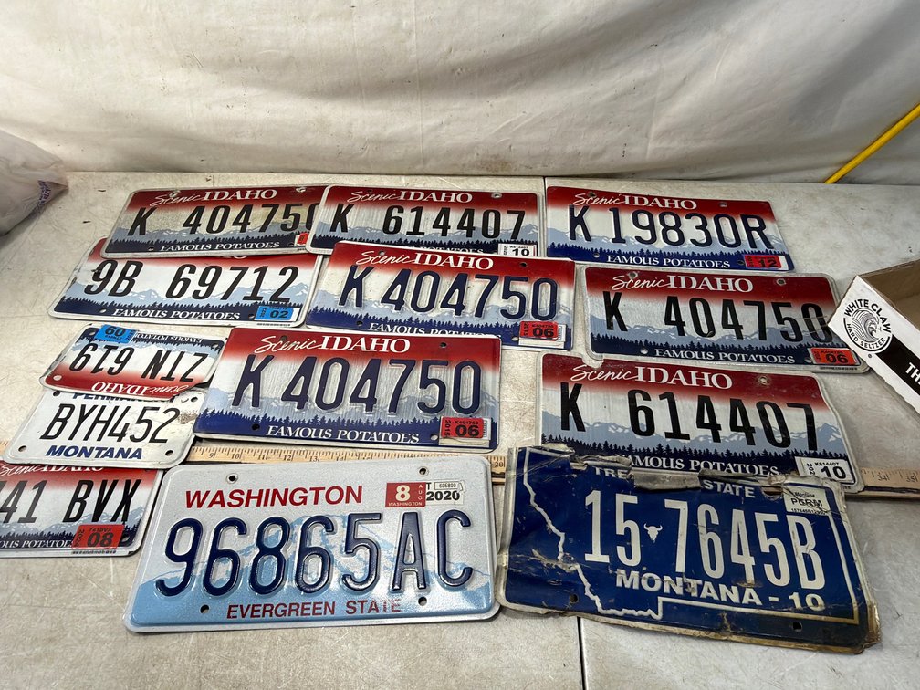 Idaho, Montana, and Washington License Plates