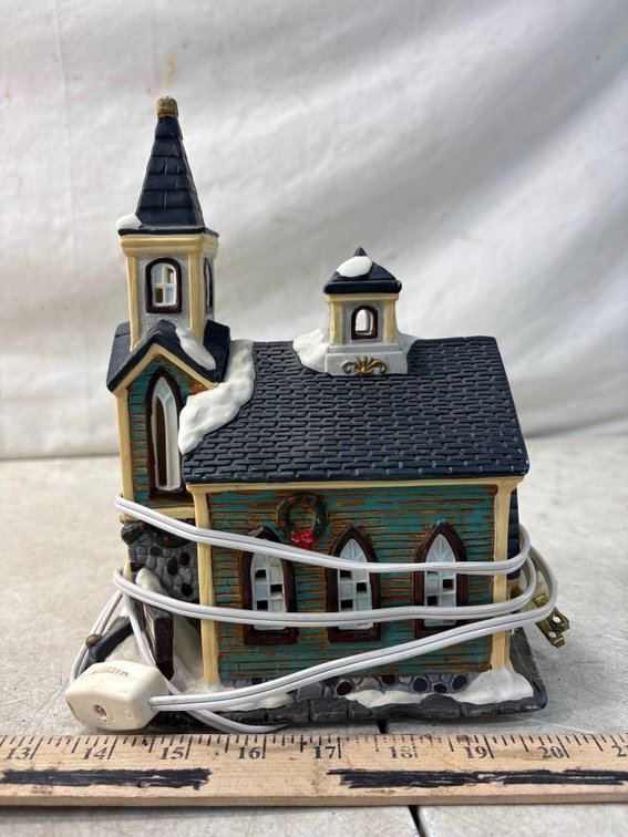 Lighted Christmas Village Church Building