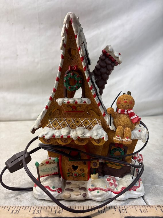 Crazy Mountain Lighted Gingerbread House Figurine