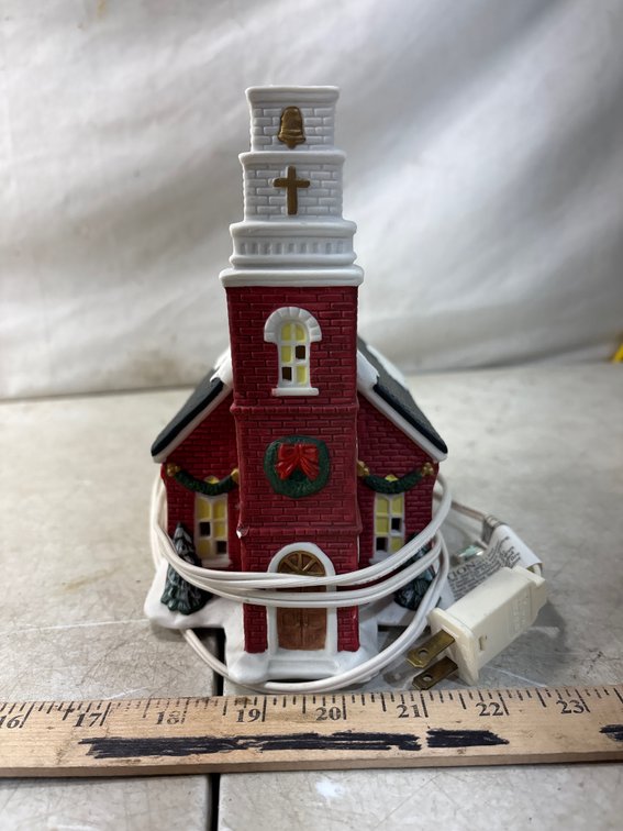 Mercuries & Associates Lighted Ceramic Christmas Village Church