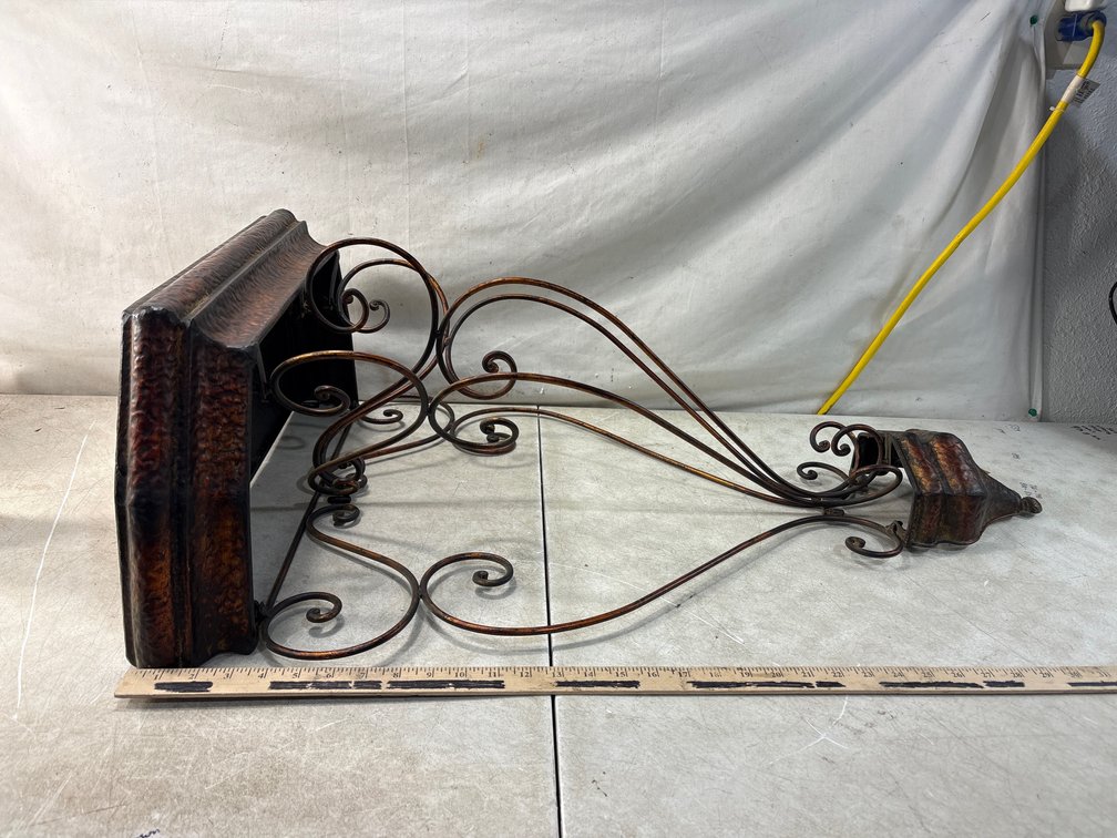 Hammered Metal Scrollwork Wall Console Shelf