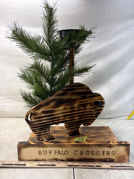 Buffalo Crossing Wood Bird Bath Stand